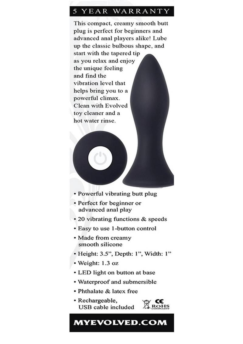 Mighty Mini Rechargeable Silicone Anal Plug with 20 Functions and Speeds - Black