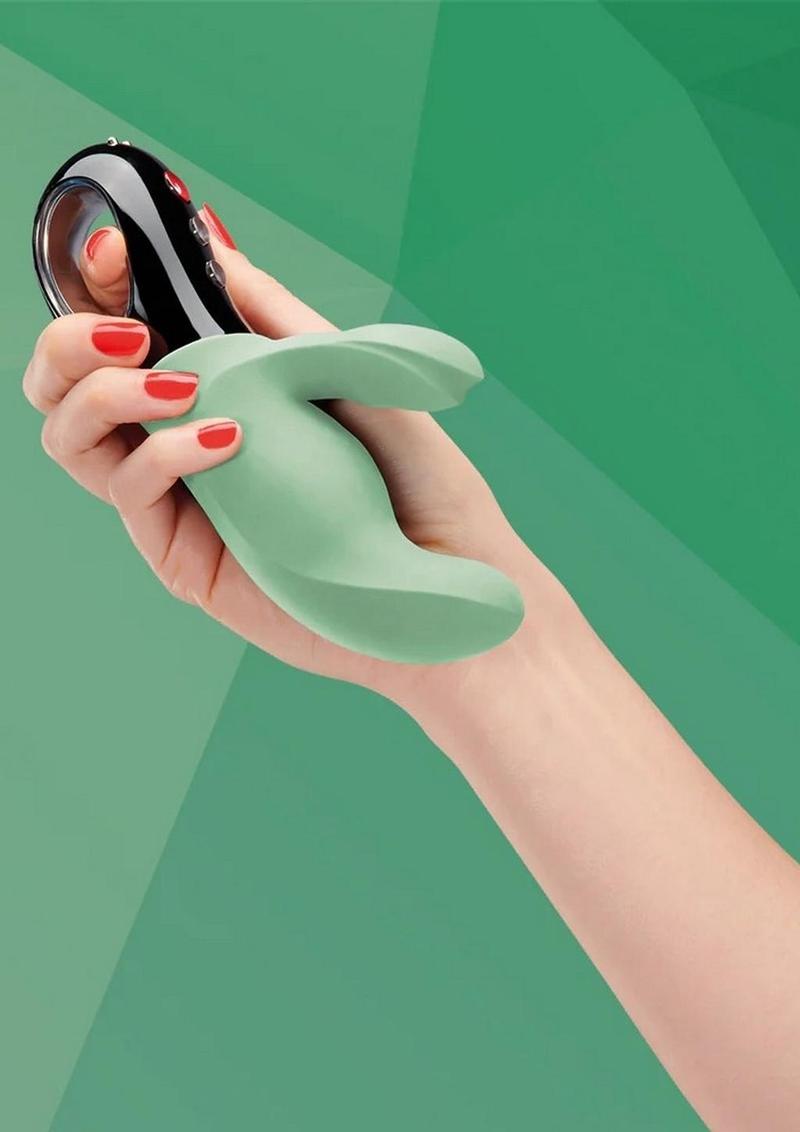 Miss Bi Silicone Vibrator with Clitoral Stimulator - Jade - Green