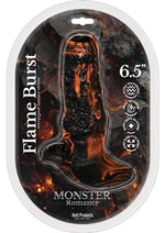 Monster Romance Flame Burst Silicone Penis Sleeve - Black/Orange - One Size