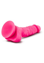 Neo Dual Density Dildo with Balls - Neon Pink/Pink - 7.5in