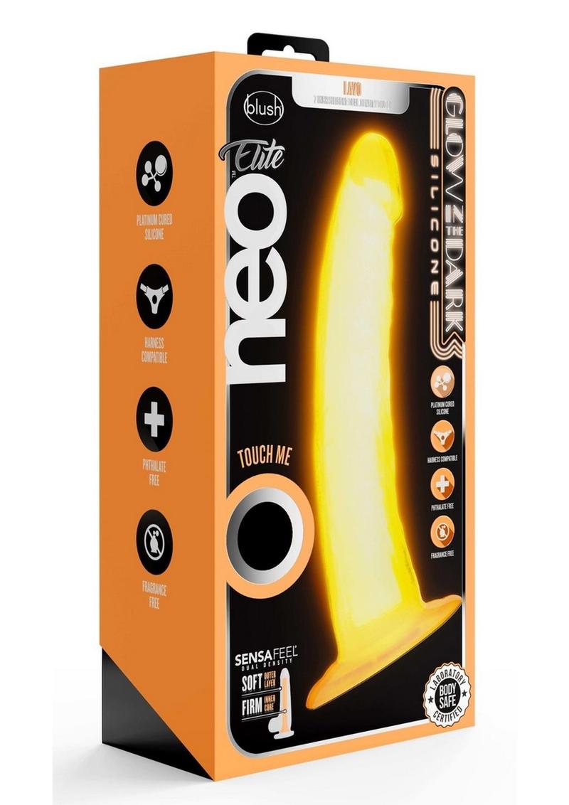 Neo Elite Glow In The Dark Dildo - Glow In The Dark/Orange - 7.5in