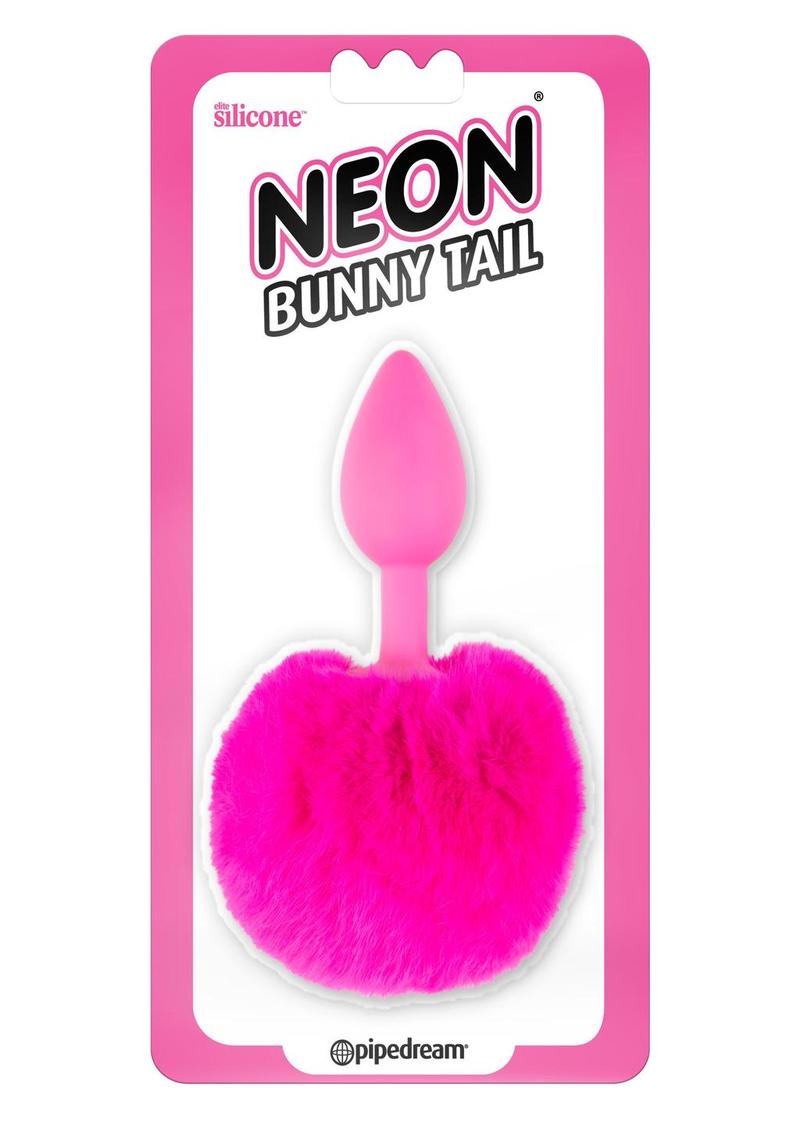 Neon Bunny Tail Silicone Anal Plug