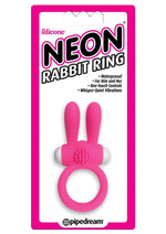 Neon Silicone Vibrating Rabbit Ring - Pink/White