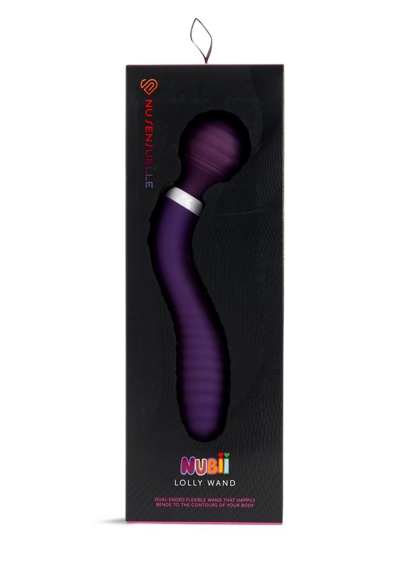 Nu Sensuelle Lolly Nubii Flexible Rechargeable Silicone Wand - Purple/White