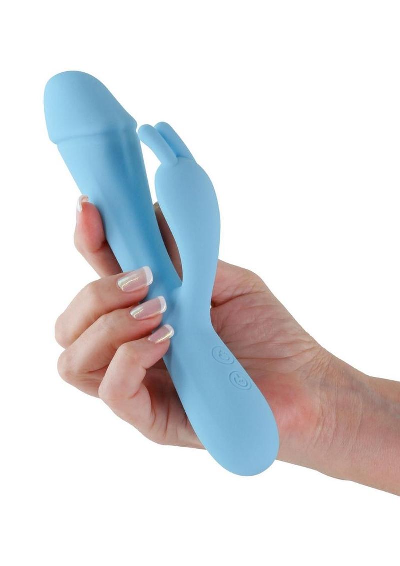 Obsessions Scarlett Rechargeable Silicone Rabbit Vibrator - Blue