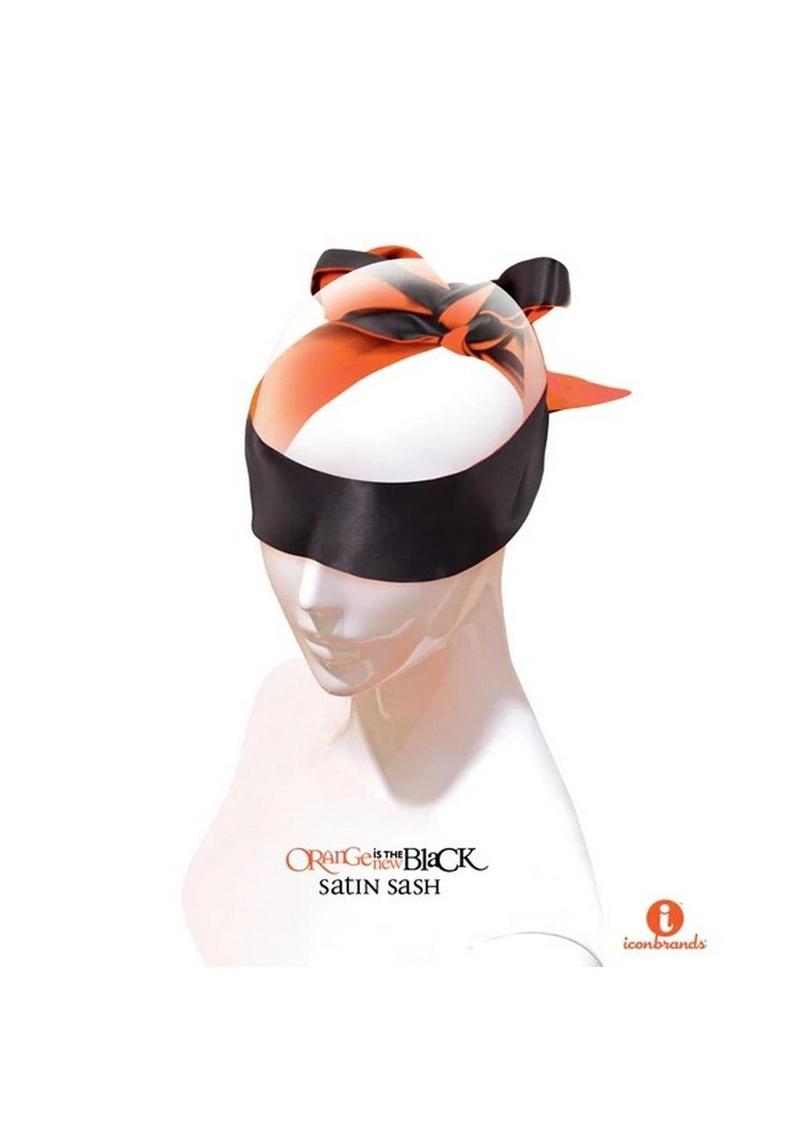 Orange Is The New Black Satin Sash Reversible Blindfold/Restraint - Black/Orange