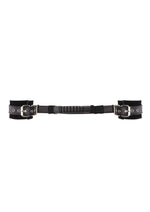 Ouch! Bonded Leather Hand Cuffs with Handle - Black