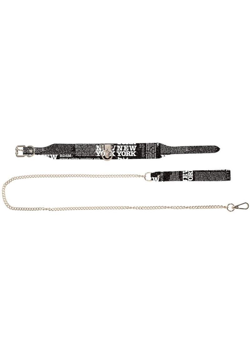 Ouch! Ny Collection Collar with Leash - Black