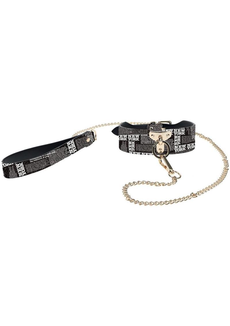 Ouch! Ny Collection Collar with Leash - Black