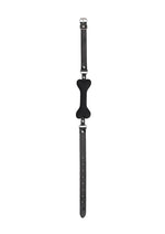 Ouch! Silicone Bone Gag with Adjustable Bonded Leather Straps - Black