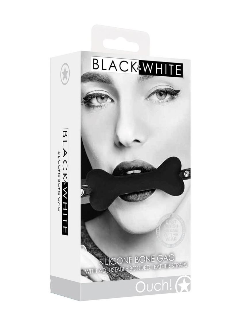 Ouch! Silicone Bone Gag with Adjustable Bonded Leather Straps