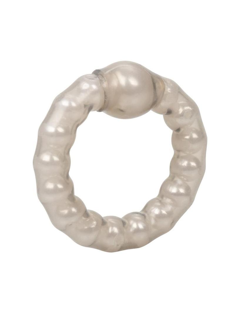 Pearl Beaded Prolong Silicone Cock Ring - Smoke