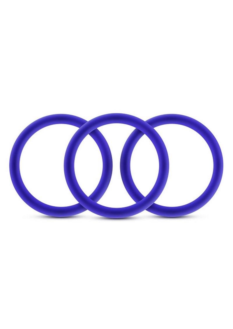 Performance Vs1 Pure Premium Silicone Cock Rings - Blue/Indigo - Medium - 3 Pack