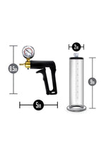 Performance Vx7 Vacuum Penis Pump with Brass Trigger and Pressure Gauge - Clear - 9.5in