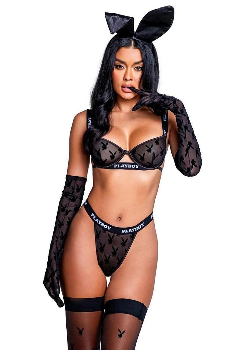 Playboy Bunny Noir - Black - Large - 2 Piece/Set