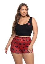 Playboy Sweetheart Bunny Lounge Short Set (2 Piece) - 1xlarge - Black/Red - XXLarge