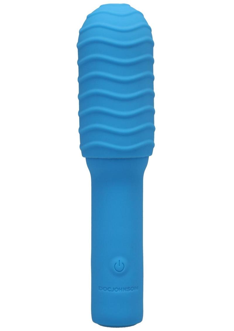 Pocket Rocket Elite Silicone Rechargeable Mini Vibrator with Removable Sleeve - Blue/Sky Blue