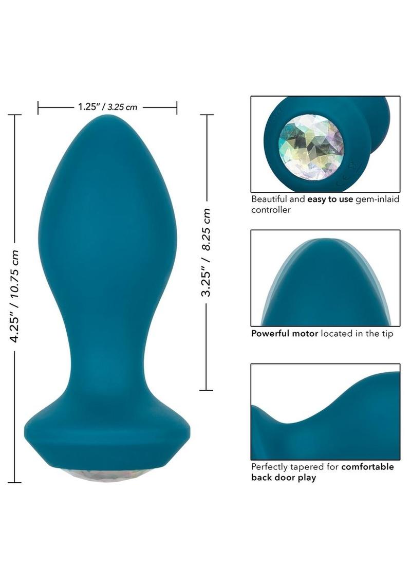 Power Gem Vibrating Crystal Probe Silicone Rechargeable Butt Plug - Blue