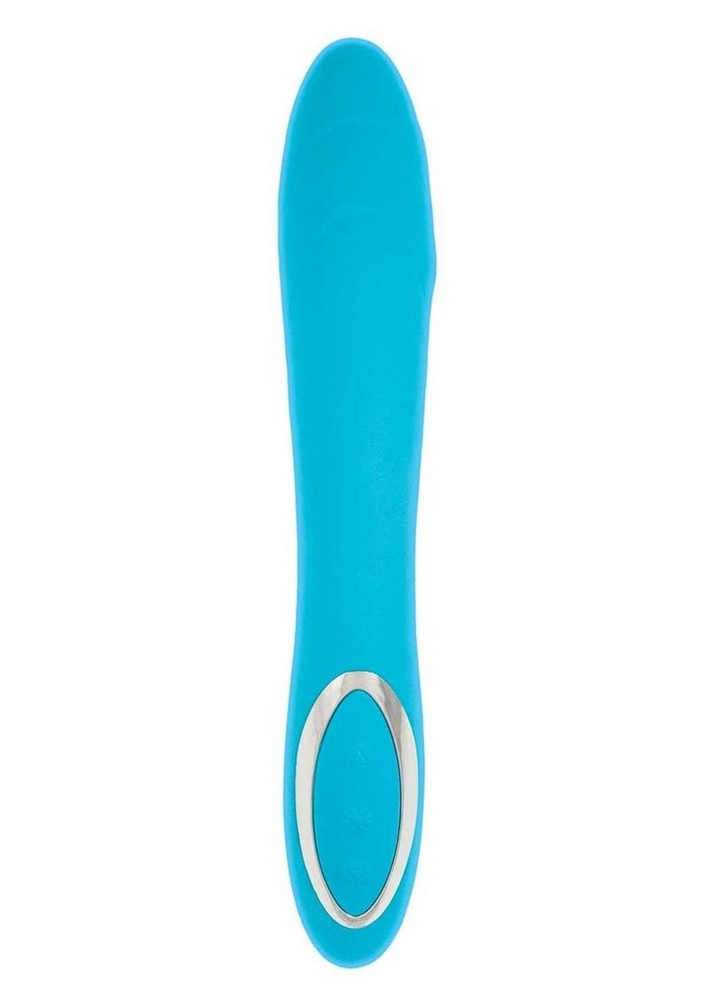 Princess Dynamic Heat Rechargeable Silicone Vibrator with Clitoral Stimulator - Blue