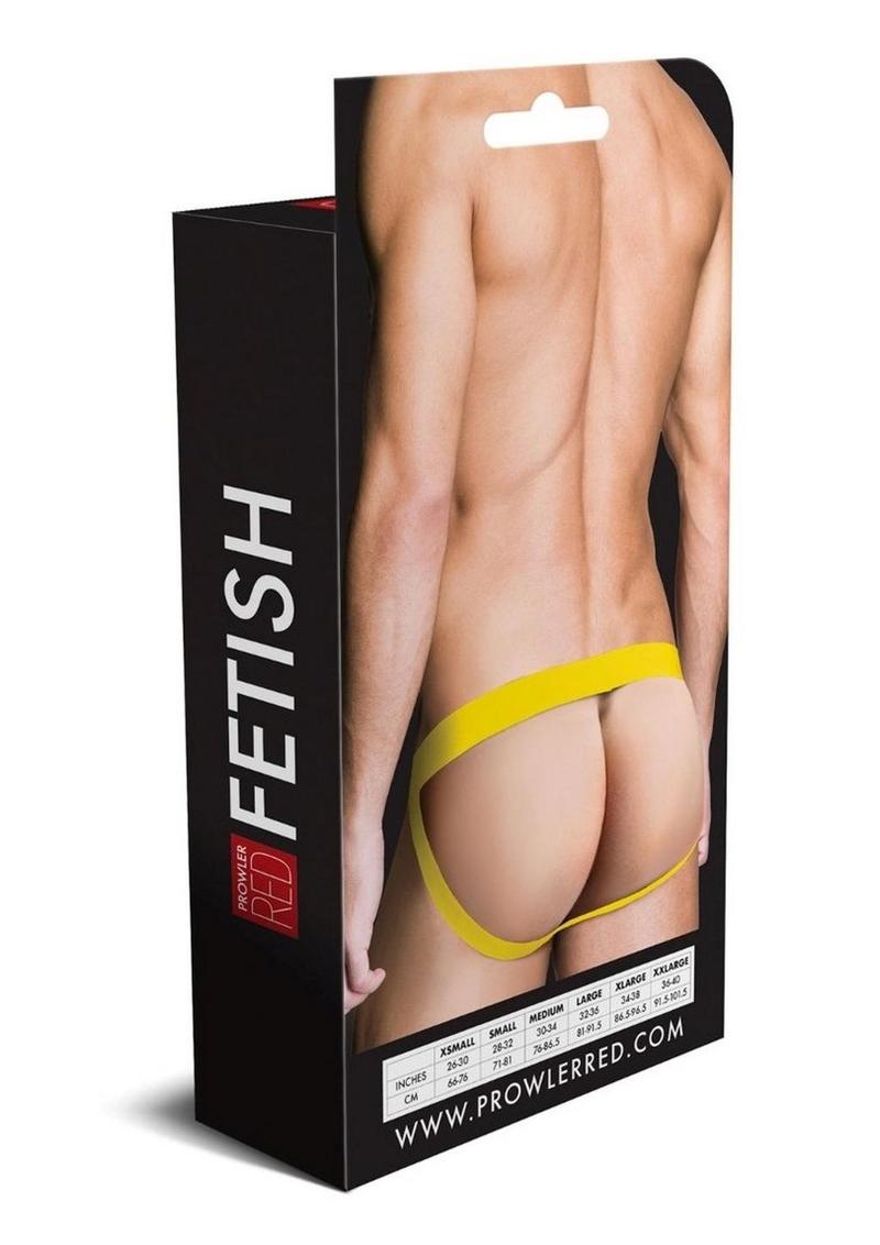 Prowler Red Ass-Less Cock Ring - Black/Yellow - XLarge