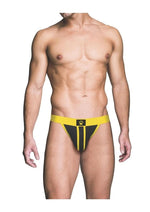 Prowler Red Ass-Less Jock - Black/Yellow - Large