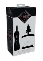 Pumped Automatic Rechargeable Vulva and Breast Pump with Rotating and Vibrating Tongue - Black