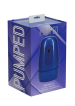 Pumped Vibrobator Pressure Suction 9 Function Vibrating Rechargeable Masturbator - Metallic - Blue