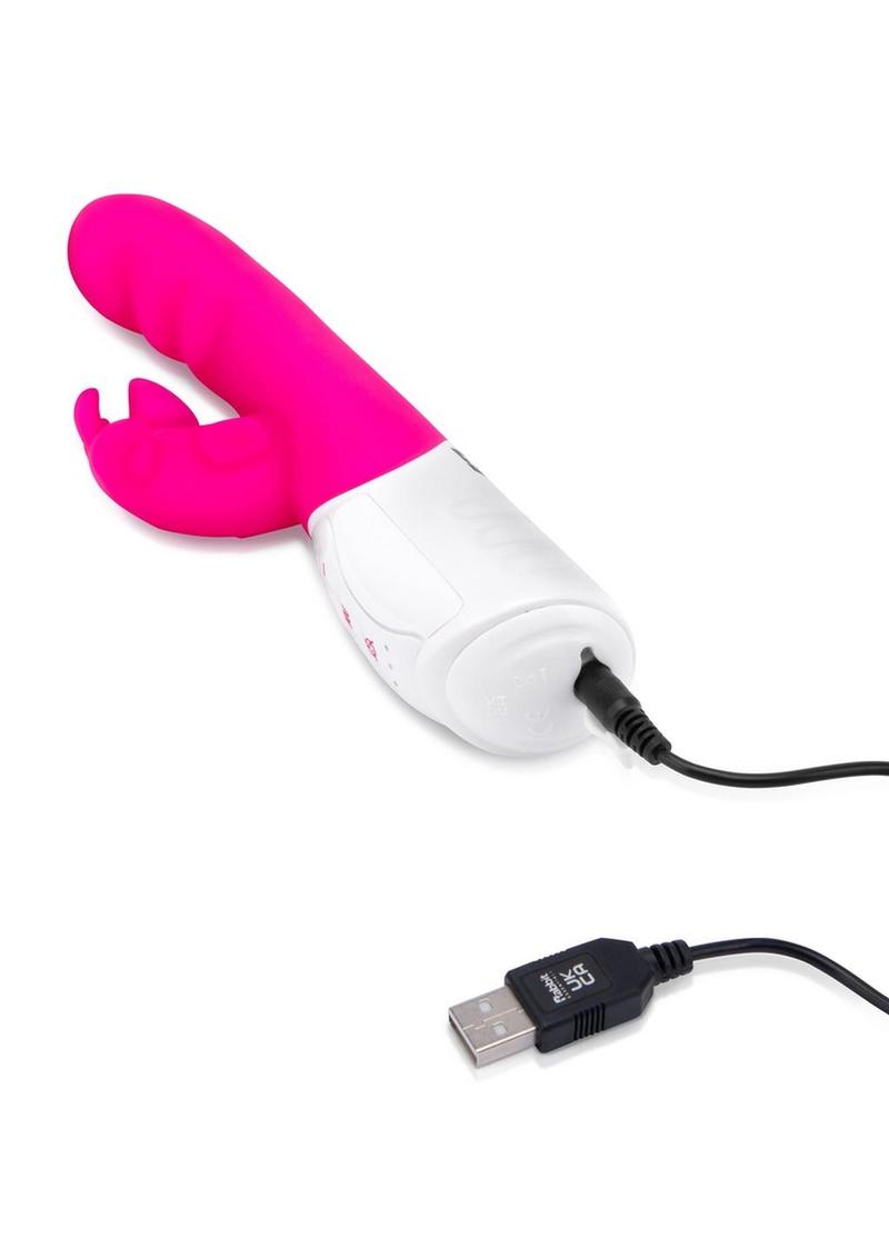 Rabbit Essentials Silicone Rechargeable Clitoral Suction Rabbit - Hot Pink/Pink