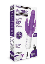 Rabbit Essentials Silicone Rechargeable Slim Realistic Double Penetration Rabbit Vibrator