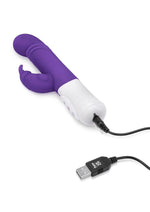 Rabbit Essentials Silicone Rechargeable Slim Shaft Thrusting G-Spot Rabbit Vibrator