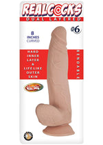 Realcocks Dual Layered #6 Bendable Dildo Curved - Flesh/Vanilla - 8in