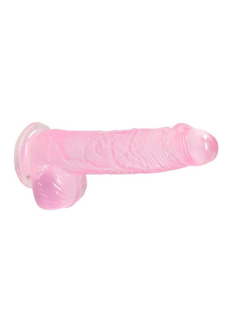 Realrock Crystal Clear Dildo with Balls - Pink - 6in