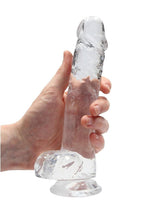 Realrock Crystal Clear Dildo with Balls - Clear - 8in