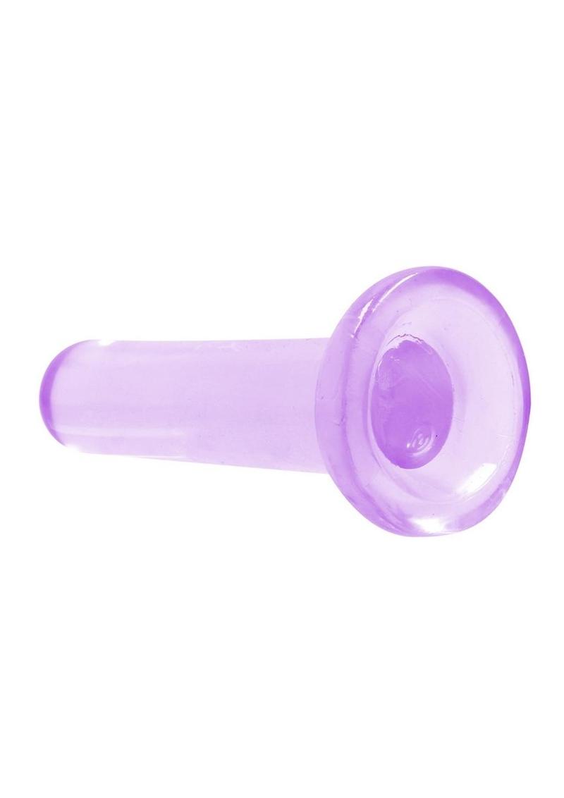 Realrock Crystal Clear Non Realistic Dildo with Suction Cup - Clear/Purple - 5.3in