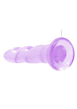 Realrock Crystal Clear Non Realistic Dildo with Suction Cup - Clear/Purple - 7in
