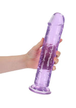 Realrock Crystal Clear Straight No Balls Dildo - Clear/Purple - 11in