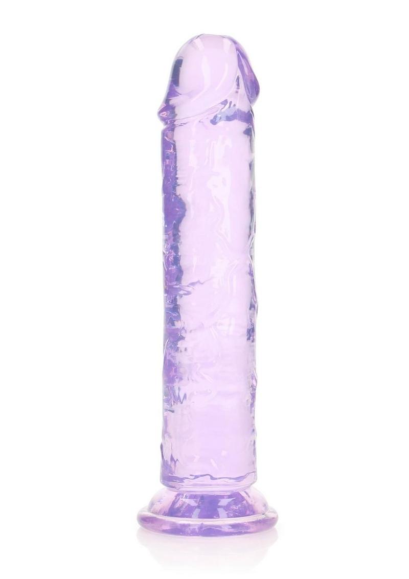 Realrock Crystal Clear Straight No Balls Dildo - Clear/Purple - 8in