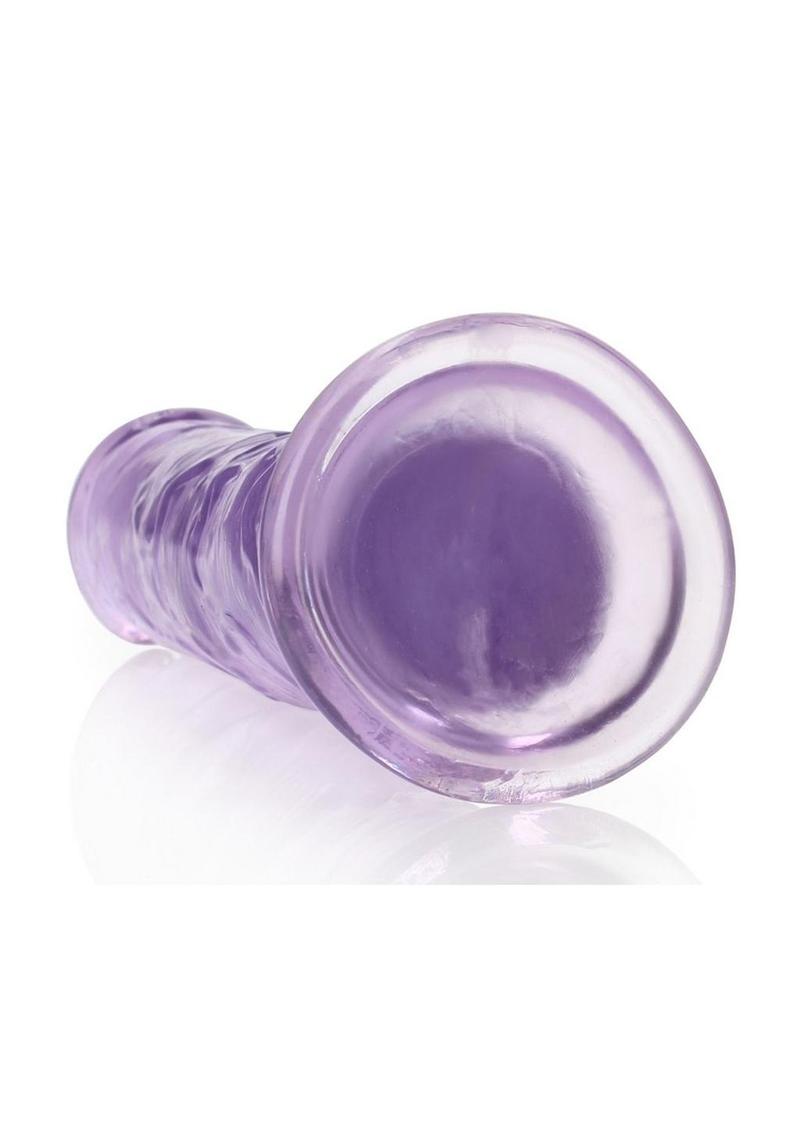 Realrock Crystal Clear Straight No Balls Dildo - Clear/Purple - 9in