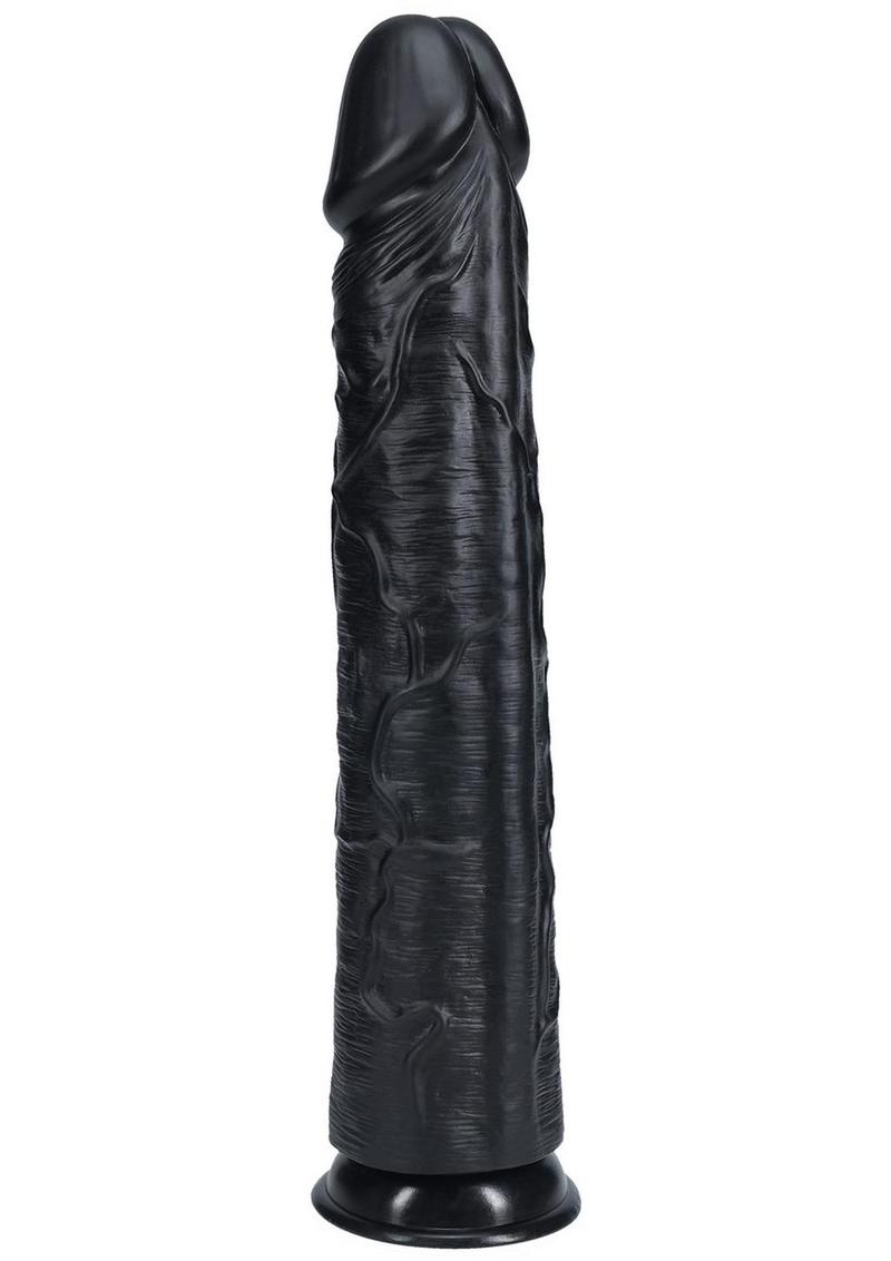 Realrock Ultra Realistic Skin Extra Large Straight Dildo with Suction Cup - Chocolate - 15in