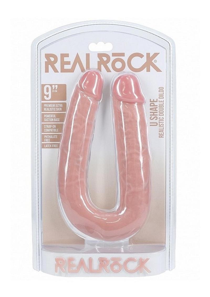 Realrock Ultra Realistic Skin U Shaped Double Dildo - Vanilla - 9in