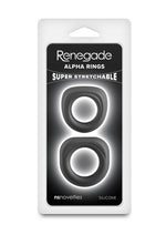 Renegade Alpha Rings Silicone Cockring - Black - 2 Piece/Set