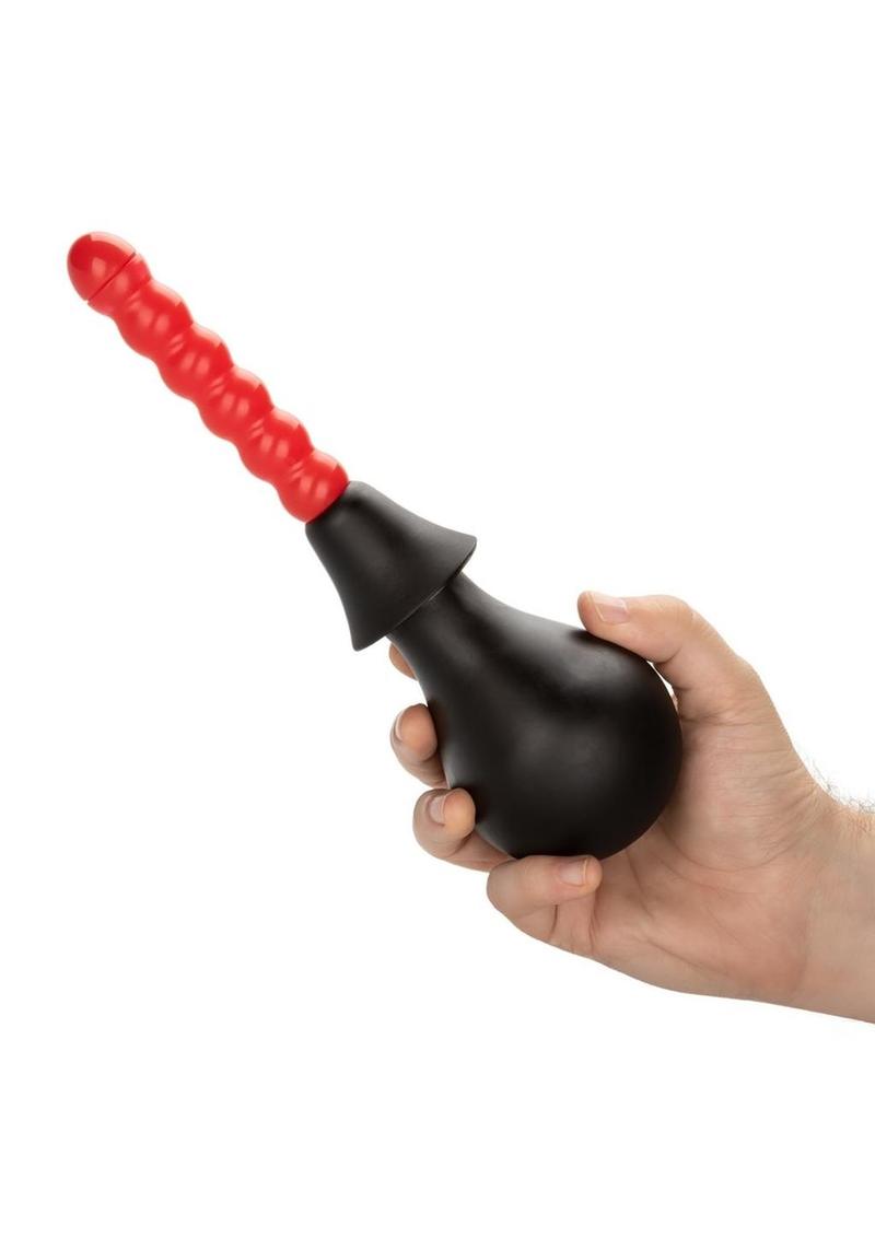 Ribbed Anal Douche - Black/Red