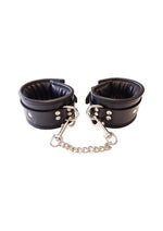 Rouge Padded Leather Adjustable Wrist Cuffs - Black