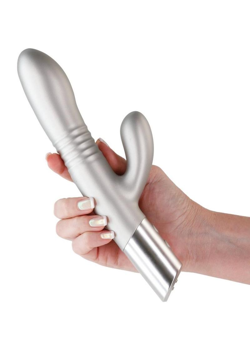 Royals Grace Rechargeable Silicone Rabbit Vibrator - Gray/Grey