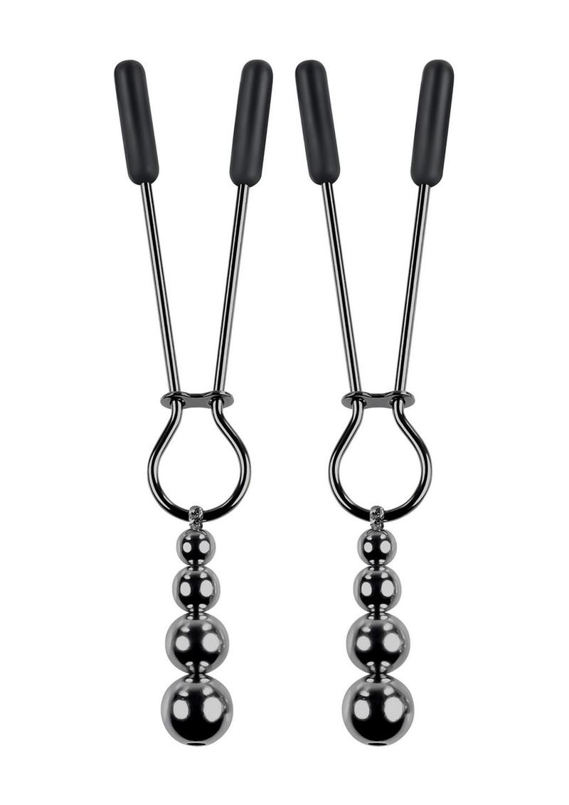 Selopa Beaded Nipple Clamps - Black Chrome - Black