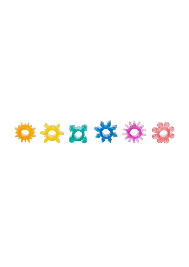 Senso 6 Pack Cock Rings - Assorted Colors - 6 Piece Set