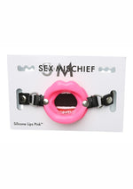 Sex and Mischief Silicone Lips Open Mouth Gag - Pink