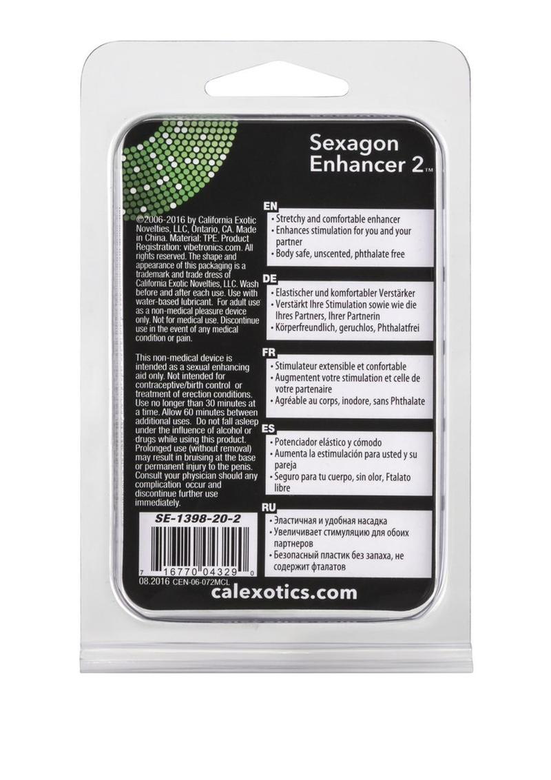 Sexagon Enhancer 2 Cock Ring - Clear
