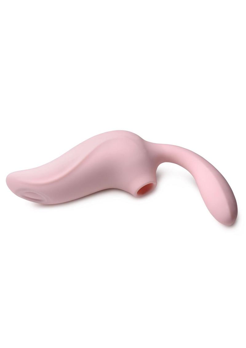 Shegasm 3-Way Elixir Rechargeable Silicone Sucking and Pulsing Vibrator - Pink