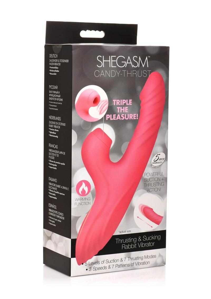 Shegasm Candy-Thrust Rechargeable Silicone Thrusting and Sucking Rabbit Vibrator